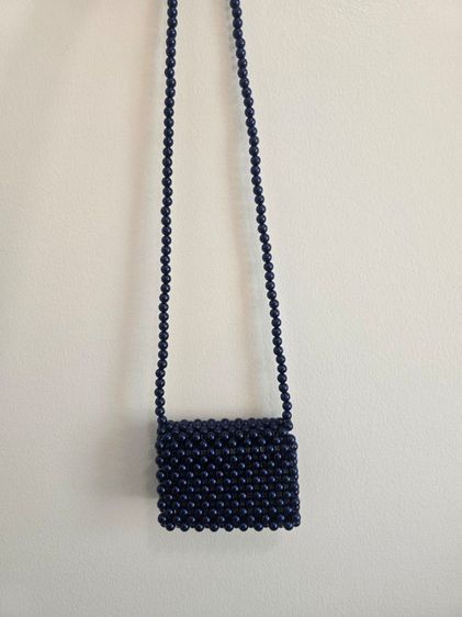 พร้อมส่ง Card Holder กระเป๋าลูกปัดมุกเคลือบสีน้ำเงิน ใส่บัตร มือ1 รูปที่ 4