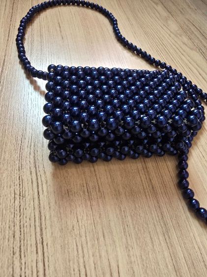 พร้อมส่ง Card Holder กระเป๋าลูกปัดมุกเคลือบสีน้ำเงิน ใส่บัตร มือ1 รูปที่ 3