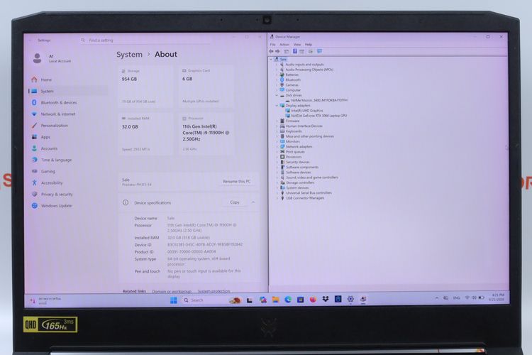 ACER PREDATOR HELIOS 300 Core i9-11900H.RTX3060 RAM32.1TB รูปที่ 5