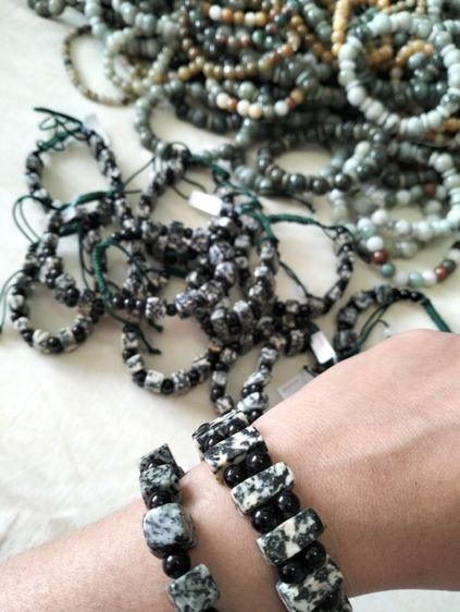 สร้อยข้อมือหยกพม่าแท้แบบถักเชือก รูปที่ 5