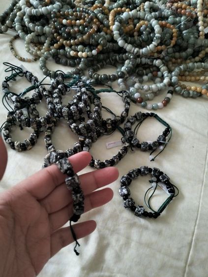 สร้อยข้อมือหยกพม่าแท้แบบถักเชือก รูปที่ 3