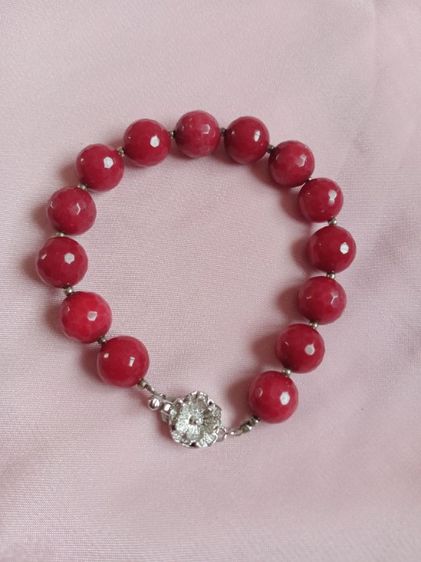 ข้อมือหินทับทิม ตะขอตอก SILVER(เม็ด10มิล)