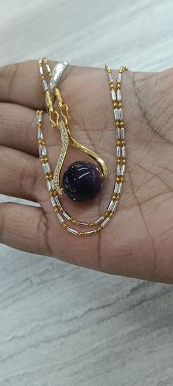 จี้หินอเมทิสแท้พร้อมสร้อยคอใส่อาบน้ำได้