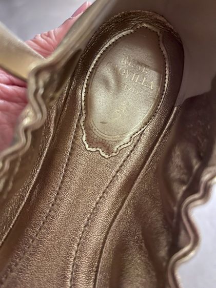 พร้อมส่ง 🔥Sale 14999🔥 used ใส่ 1 ครั้ง สวยใหม่ ใส่สบายนุ่มมาก รองเท้า Rene Caovilla Gold size 40 ราคาป้ายไทย 47900บาท รูปที่ 6