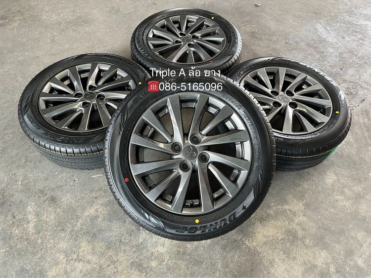 Enkai อะลูมิเนียมอัลลอย 15" ✨ล้อแม็ก✨Mitsu Attrage ขอบ 15 สีเทาไฮเปอร์ พร้อมยางใหม่💯185-60-15 Dunlop🚩ปี 26🚩