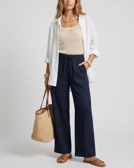 กางเกงลินินทรงตรงขากว้าง แบรนด์ Zara แท้