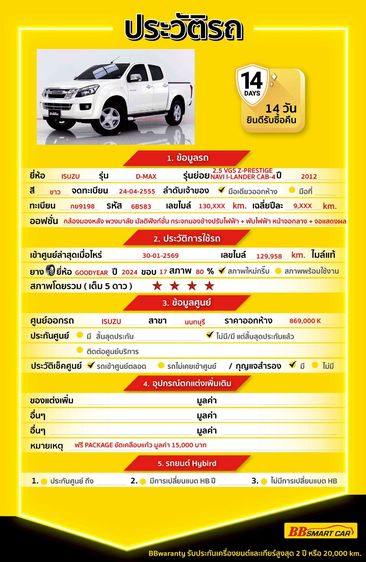 Isuzu D-MAX 2012 2.5 Hi-Lander Z Prestige Ddi VGS Turbo Pickup ดีเซล ไม่ติดแก๊ส เกียร์อัตโนมัติ ขาว รูปที่ 2