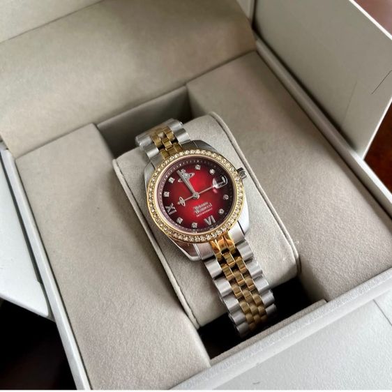 นาฬิกาข้อมือ Vivienne Westwood Fenchurch แดงเชอรี่ล้อมเพชร แบรนด์แท้