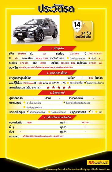 Subaru XV 2014 2.0 4WD Utility-car เบนซิน ไม่ติดแก๊ส เกียร์อัตโนมัติ เทา รูปที่ 2