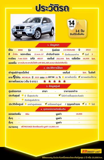 BMW X3 2014 2.0 xDrive20d Highline 4WD Utility-car ดีเซล ไม่ติดแก๊ส เกียร์อัตโนมัติ น้ำเงิน รูปที่ 2