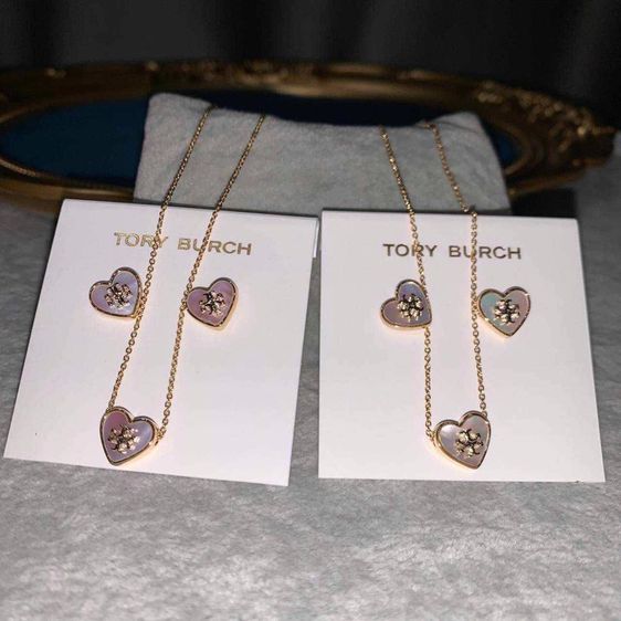 จิวเวอรี่ สร้อยคอและจี้ ต่างหู สร้อย Burch Kira Pearl Heart Pink แบรนด์แท้