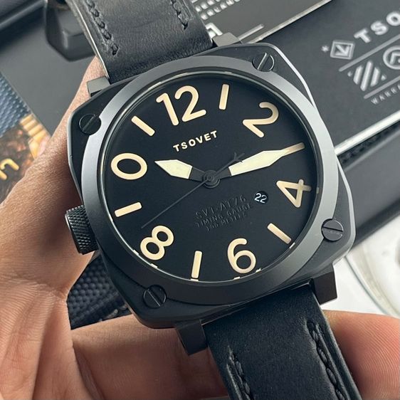 Tsovet SVT-AT76 Timing Gauge Pilot  Model Avionic instrumentation Black PVD (Nos) Black Dial Square Quartz Swiss Made 100 Meter รูปที่ 4
