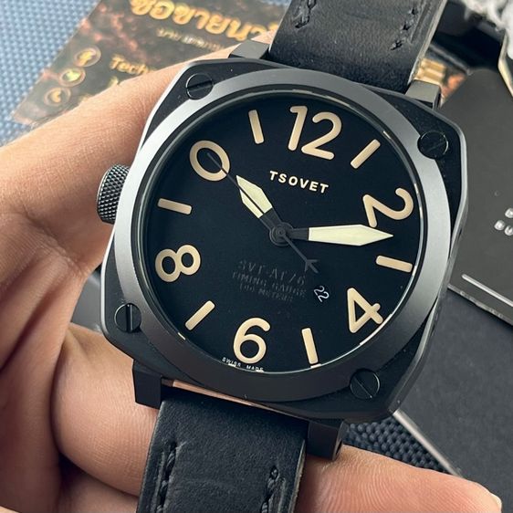 Tsovet SVT-AT76 Timing Gauge Pilot  Model Avionic instrumentation Black PVD (Nos) Black Dial Square Quartz Swiss Made 100 Meter รูปที่ 5