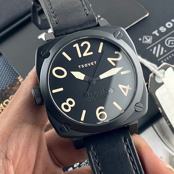 Tsovet SVT-AT76 Timing Gauge Pilot  Model Avionic instrumentation Black PVD (Nos) Black Dial Square Quartz Swiss Made 100 Meter รูปที่ 2