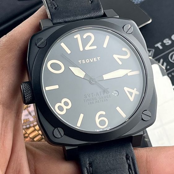 Tsovet SVT-AT76 Timing Gauge Pilot  Model Avionic instrumentation Black PVD (Nos) Black Dial Square Quartz Swiss Made 100 Meter รูปที่ 3