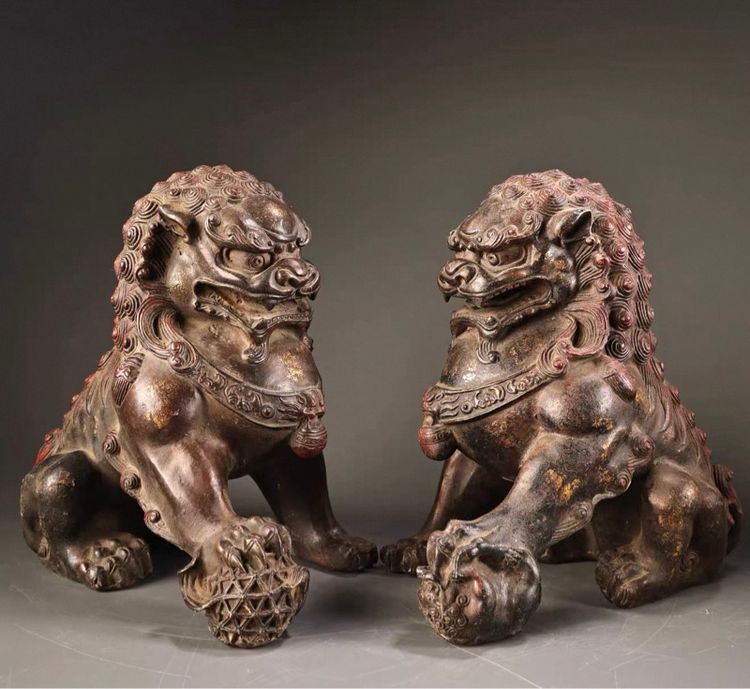 ✨รูปปั้นสิงห์คู่จีน (Chinese Guardian Lions) 