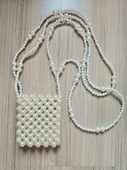 พร้อมส่ง กระเป๋าลูกปัดสีมุก สายคู่ Crossbody 