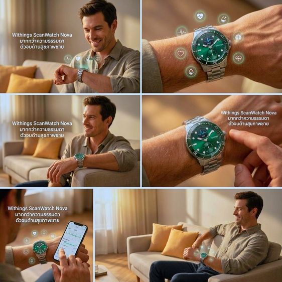 Withings ScanWatch Nova นาฬิกาหรู แพทย์ส่วนตัวบนข้อมือ แบต 30วัน 316L Sapphire ECG 33.9k รูปที่ 5