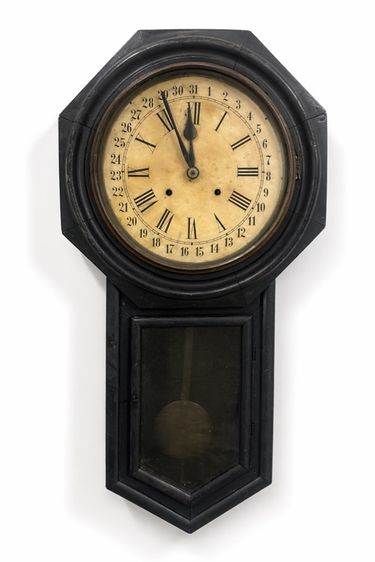 นาฬิกาเก่า นาฬิกาแขวนโบราณแท้จาก Ansonia Clock Co New York รุ่นทรงแปดเหลี่ยม พร้อม หน้าปัดปฏิทิน