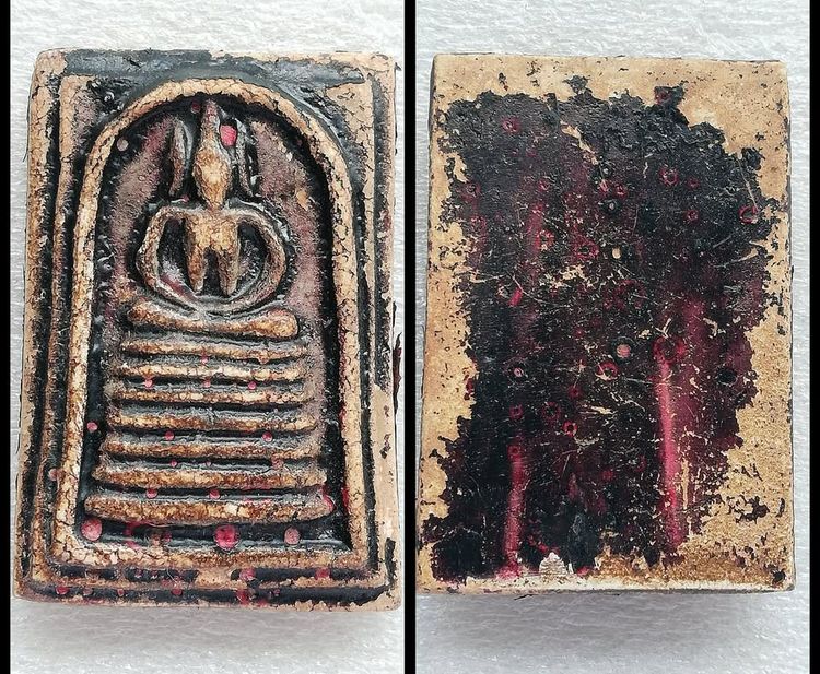 สมเด็จวัดไชโย พิมพ์ไสยาสน์ หลังรางลูกคิด หลังลายเครือเถาวัลย์ รูปที่ 4