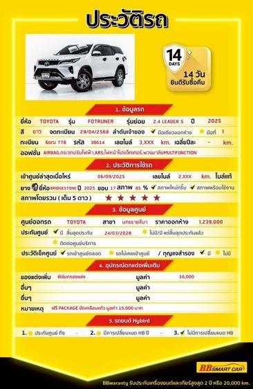 Toyota รุ่นอื่นๆ 2025 รุ่นย่อยอื่นๆ Utility-car ดีเซล ไม่ติดแก๊ส เกียร์อัตโนมัติ ขาว รูปที่ 2