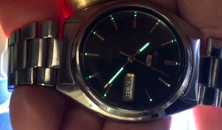 นาฬิกา Seiko 5 7S26 หลังเปลือย หน้าลายผ้า รูปที่ 8