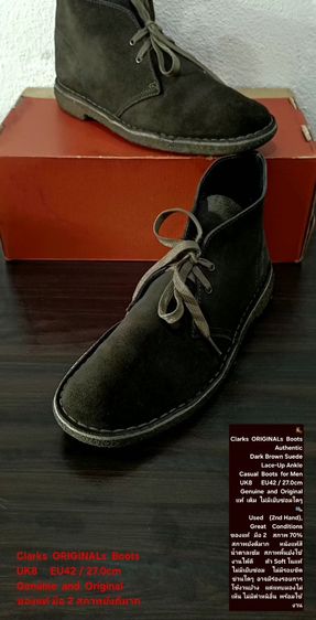 น้ำตาล รองเท้าหนังทั่วไป UK 8 | EU 42 | US 8.5 Clarks ORIGINALs Boots, Men's 8UK 42EU(27.0cm) ของแท้ มือ 2 สภาพยังดีมาก, รองเท้า Clarks หนังแท้ พื้นดี Soft แท้ พร้อมใช้งาน