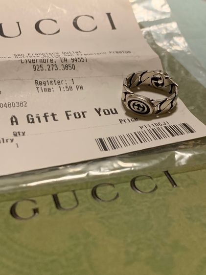แหวนเงินแบรนด์เนมแท้  GG รูปที่ 4
