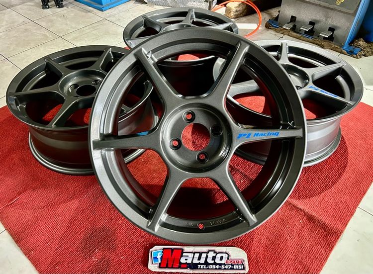 อะลูมิเนียมอัลลอย 15" อื่นๆ ล้อแท้P1 ขอบ17x7 4x100 ET43 สีเทากัล มือสองญี่ปุ่น ล้อแท้ญี่ปุ่นมือสอง