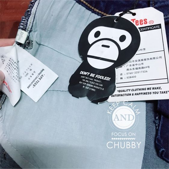 กางเกงยีนส์ยืด ขาสั้นลายลิงเบพเบบี้ไมโล Bape X Baby Milo A Bathing Ape Tees By Jim Design ขอสาว XS-S รูปที่ 10