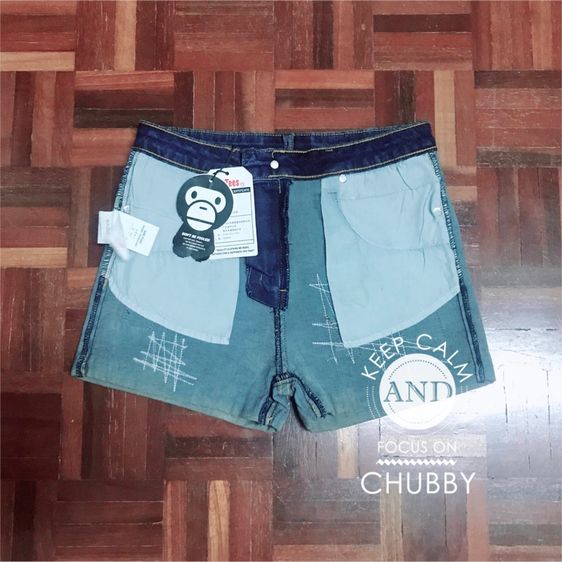 กางเกงยีนส์ยืด ขาสั้นลายลิงเบพเบบี้ไมโล Bape X Baby Milo A Bathing Ape Tees By Jim Design ขอสาว XS-S รูปที่ 3