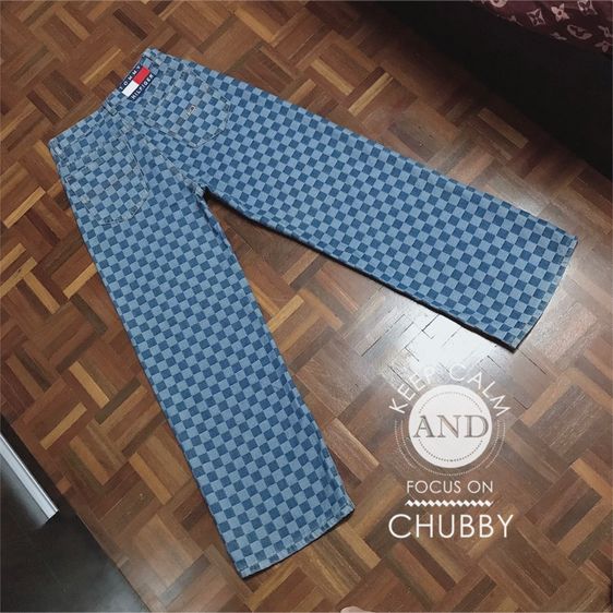 ไม่มีแขน อื่นๆ อื่นๆ กางเกงยีนส์เอวสูงขากระบอกลายตารางทอมมี่ Tommy ขอสาว S-M ต้นๆ