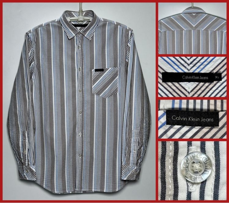XL แขนยาว ⚠️รุ่นใหม่‼️เสื้อเชิ้ต Calvin Klein ของแท้ สไตล์ลำลอง