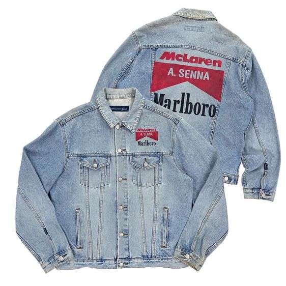 เสื้อเชิ้ตยีนส์ Bossini x Marlboro McLaren แท้ 💯 size M ขนาดอก 22 ยาว 27 สภาพดีมาก ดีเทลสีเฟดสวย เนื้อผ้าดีมากครับ