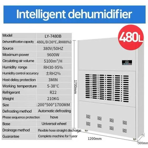 业除湿机 138-480L 220V 380V เครื่องลดความชื้น โรงงาน ห้องปลูกกัญชา 现货 รูปที่ 2
