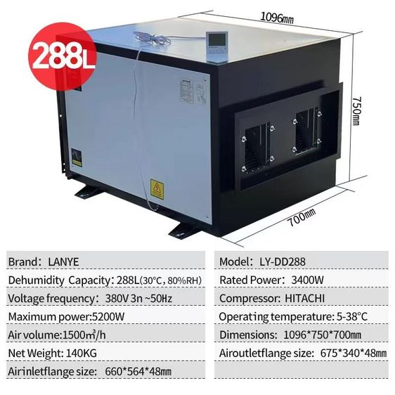 业除湿机 138-480L 220V 380V เครื่องลดความชื้น โรงงาน ห้องปลูกกัญชา 现货 รูปที่ 14