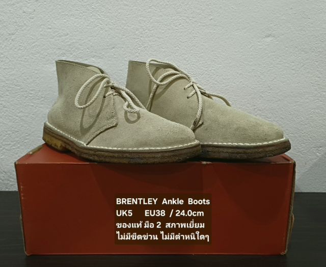 BRENTLEY Boots, Unisex 5UK 38EU(24.0cm) Original ของแท้ มือ 2 สภาพเยี่ยม, รองเท้า BRENTLEY หนังแท้ พื้นเต็ม Soft และเชือกแท้ ไม่มีตำหนิใดๆ รูปที่ 4