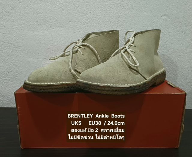 BRENTLEY Boots, Unisex 5UK 38EU(24.0cm) Original ของแท้ มือ 2 สภาพเยี่ยม, รองเท้า BRENTLEY หนังแท้ พื้นเต็ม Soft และเชือกแท้ ไม่มีตำหนิใดๆ รูปที่ 5