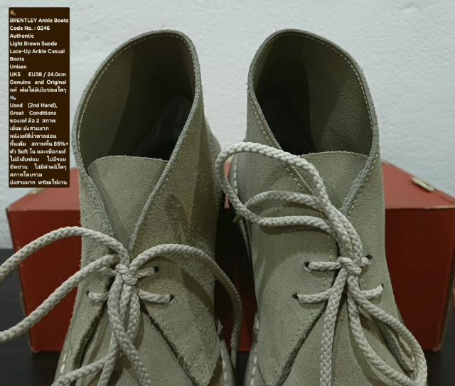 BRENTLEY Boots, Unisex 5UK 38EU(24.0cm) Original ของแท้ มือ 2 สภาพเยี่ยม, รองเท้า BRENTLEY หนังแท้ พื้นเต็ม Soft และเชือกแท้ ไม่มีตำหนิใดๆ รูปที่ 8
