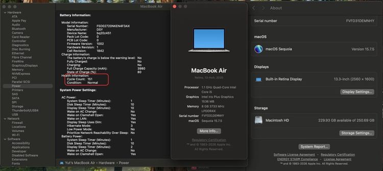 acBook Air Retina13 2020 Intel Iris Plus Graphics 1536MB RAM8GB SSD256GB รูปที่ 10