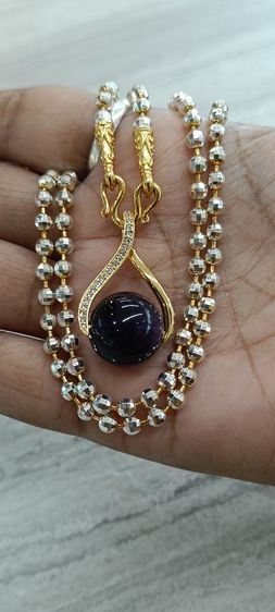 อื่นๆ สร้อยคอและจี้ จี้หินอเมทิสแท้พร้อมสร้อยคอทองคำขาวงานจิวใส่อาบน้ำได้