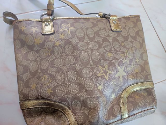 หญิง น้ำตาล พีวีซี กระเป๋า Coach รุ่น Heritage Star Print Signature Tote