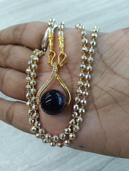 สร้อยคอทองคำขาวจี้หินอเมทิสแท้งานจิวใส่อาบน้ำได้ รูปที่ 9