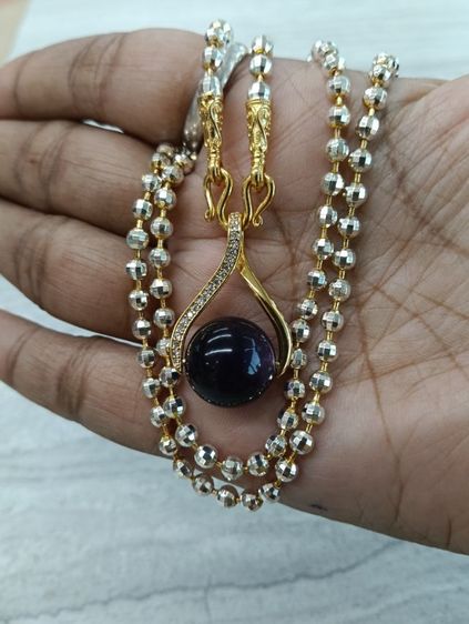 สร้อยคอทองคำขาวจี้หินอเมทิสแท้งานจิวใส่อาบน้ำได้ รูปที่ 6