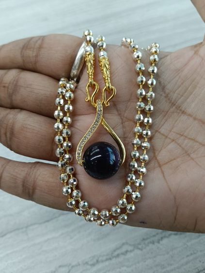 สร้อยคอทองคำขาวจี้หินอเมทิสแท้งานจิวใส่อาบน้ำได้ รูปที่ 13