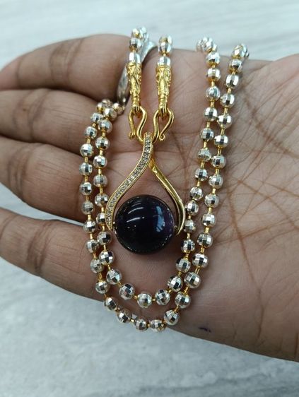 สร้อยคอทองคำขาวจี้หินอเมทิสแท้งานจิวใส่อาบน้ำได้ รูปที่ 7