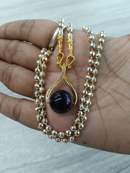 สร้อยคอทองคำขาวจี้หินอเมทิสแท้งานจิวใส่อาบน้ำได้ รูปที่ 10