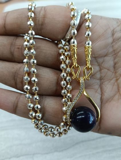 สร้อยคอทองคำขาวจี้หินอเมทิสแท้งานจิวใส่อาบน้ำได้ รูปที่ 2