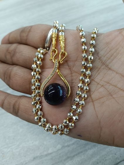 สร้อยคอทองคำขาวจี้หินอเมทิสแท้งานจิวใส่อาบน้ำได้ รูปที่ 17