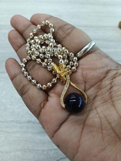 สร้อยคอทองคำขาวจี้หินอเมทิสแท้งานจิวใส่อาบน้ำได้ รูปที่ 5